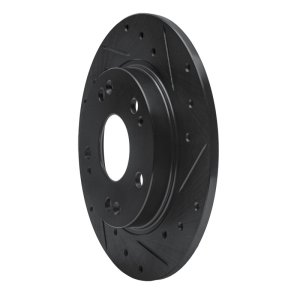 Honda CR-Z Brake Rotor (1) - Rear Right - R1 Concepts - Drilled & Slotted - Black - `11-`15